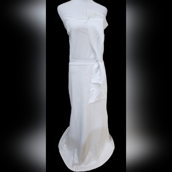 Classy WHITE Strapless Evening Gown with Oversized Bow Women's XXL - Picture 6 of 12